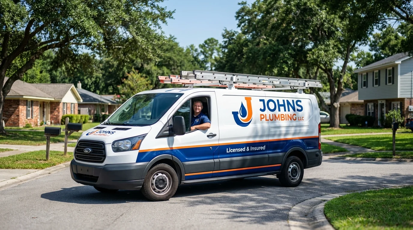 Johns Plumbing LLC service van in Yadkinville, NC