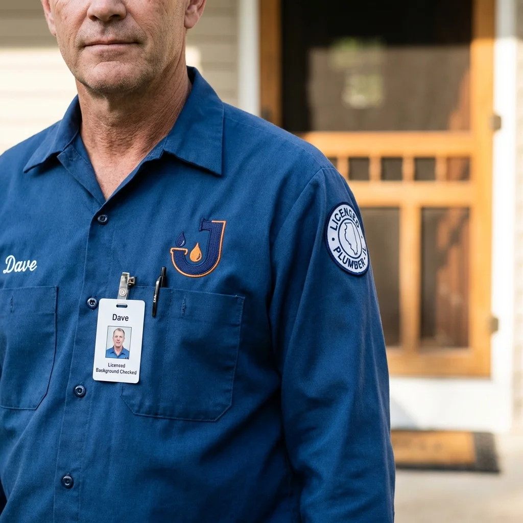 Licensed plumber showing ID badge in Yadkinville, NC