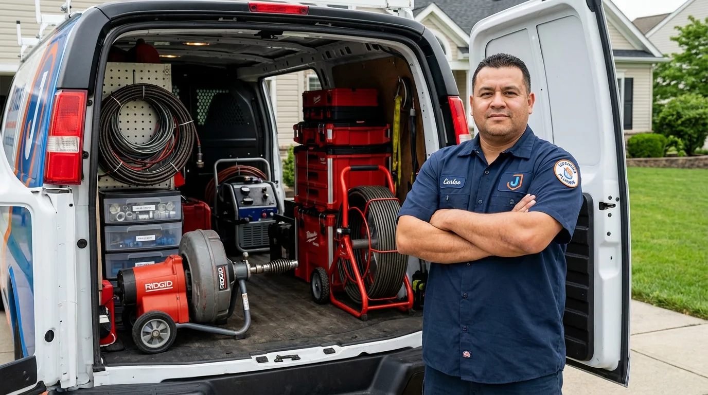 Professional drain cleaning equipment and Johns Plumbing LLC plumber in Yadkinville