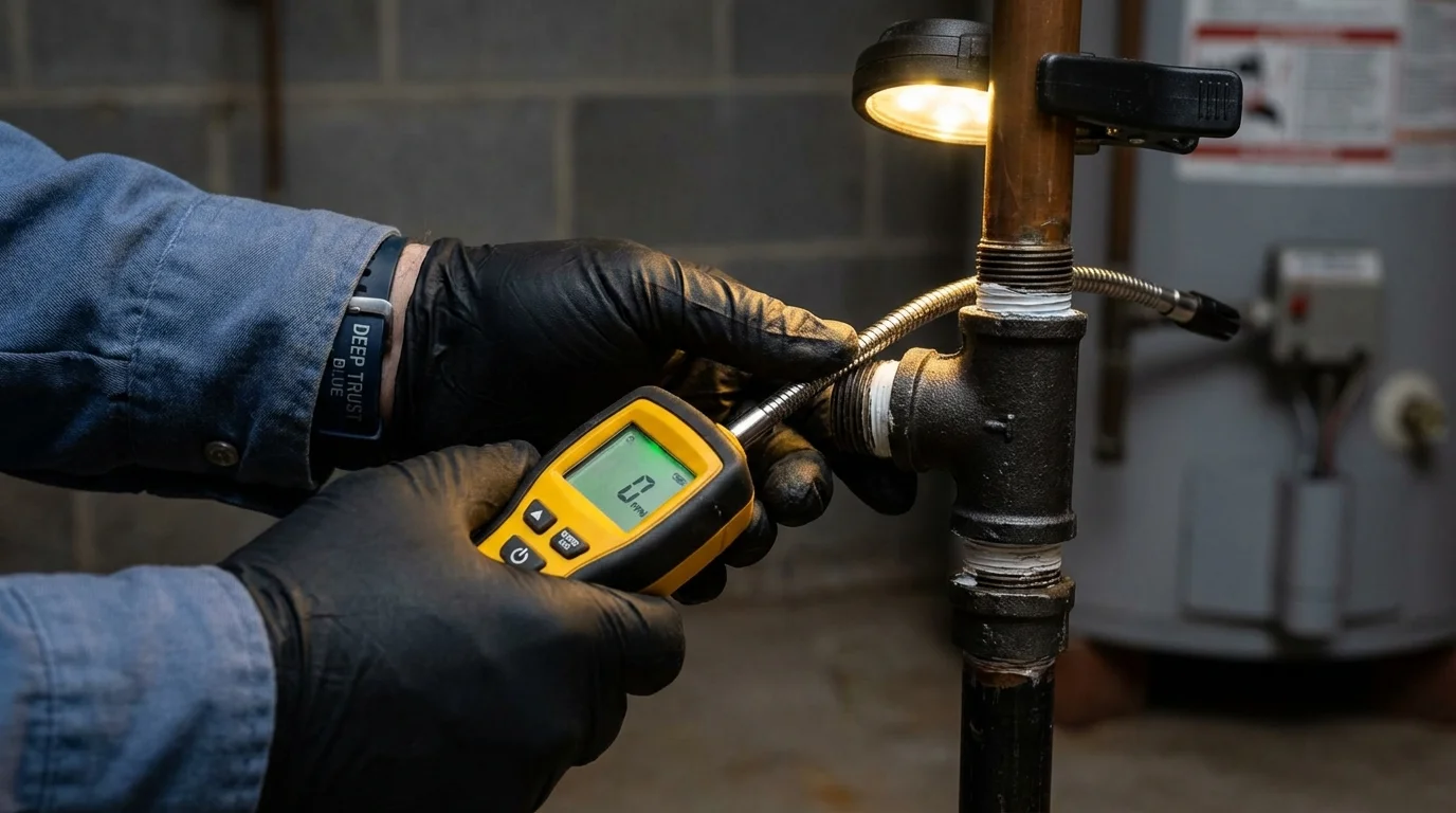 Gas leak detection with electronic sniffer by Johns Plumbing LLC in Yadkinville