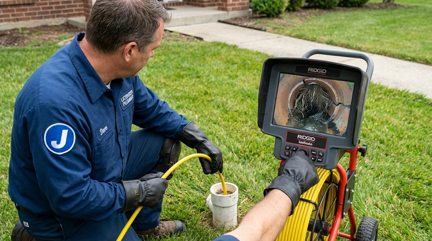 Sewer camera inspection being performed by Johns Plumbing LLC in Yadkinville